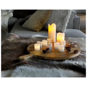 Set of 3 LED Wax Candles with Remote Control (Cream) - Image 4