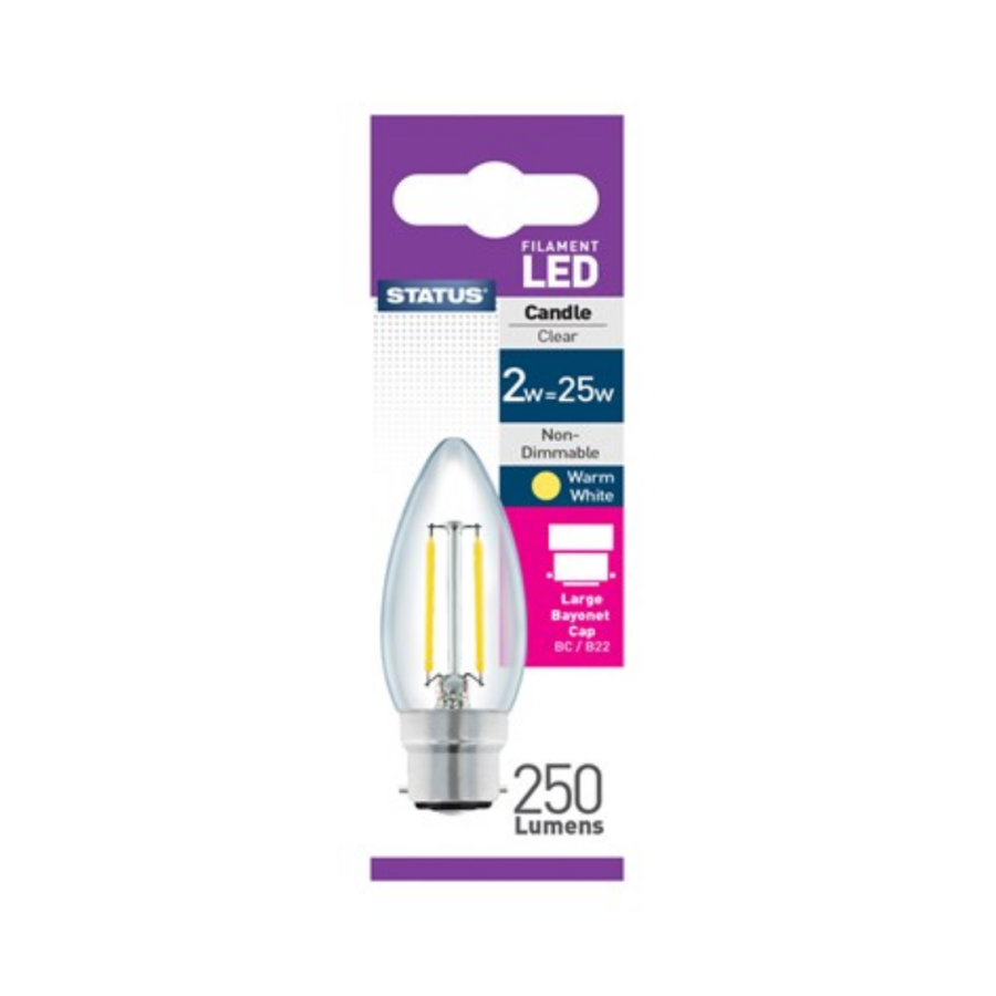 Status 2W BC LED Candle Filament Replica Bulb - Image 2