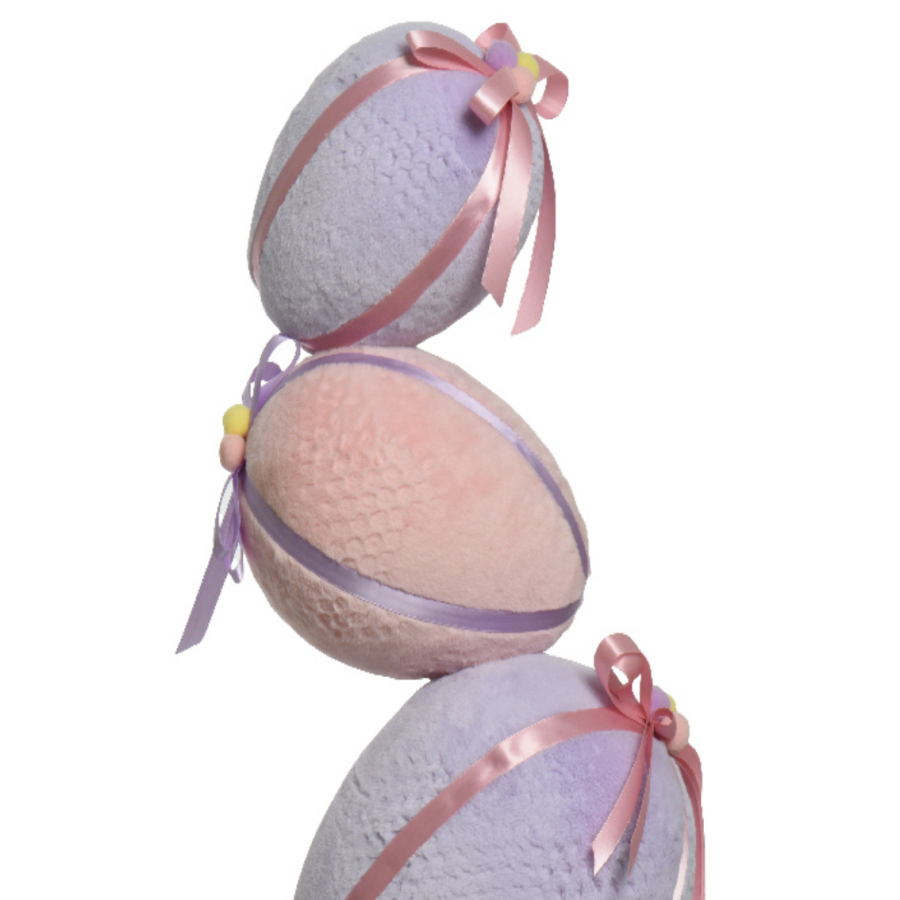 Large Velvet Easter Eggs on Yellow Pot with Satin Ribbon - Image 3