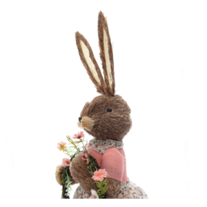 Mrs Rabbit With Wreath Figurine Easter Decoration - Image 2