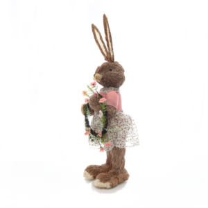 Mrs Rabbit With Wreath Figurine Easter Decoration - Image 3