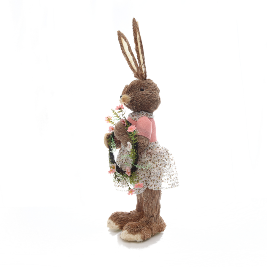Mrs Rabbit With Wreath Figurine Easter Decoration - Image 3
