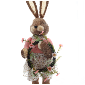 Mrs Rabbit With Wreath Figurine Easter Decoration - Image 4