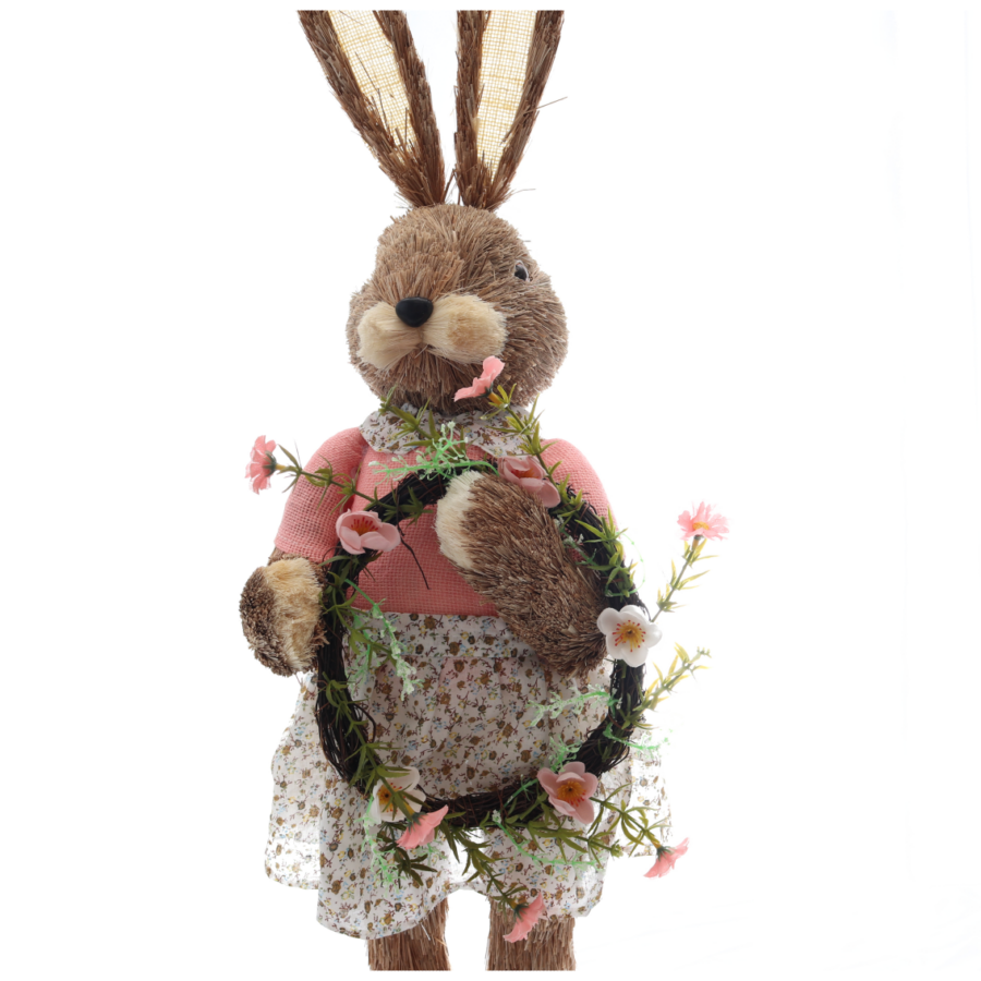 Mrs Rabbit With Wreath Figurine Easter Decoration - Image 4