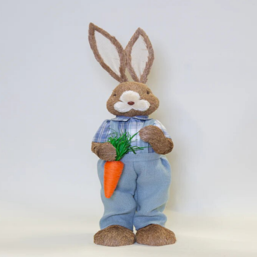 Mr Rabbit With Carrot Figurine Easter Decoration