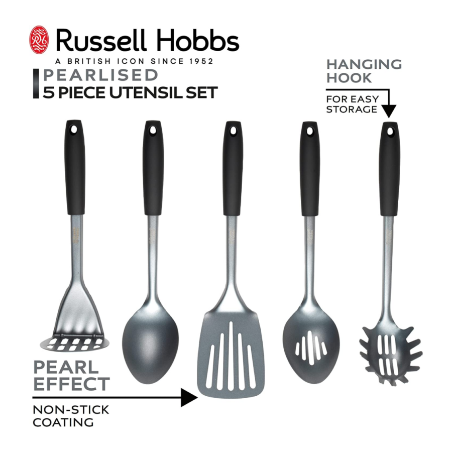 5pc Russell Hobbs Utensil Set in Pearl Grey - Image 11