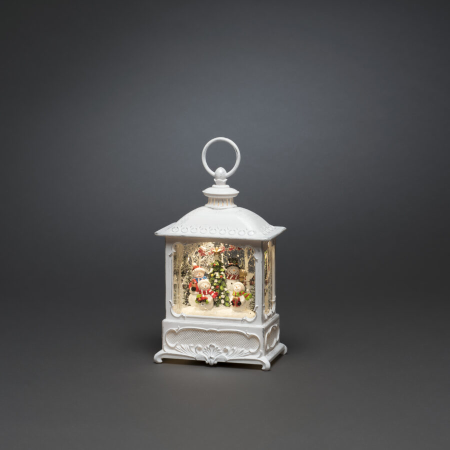 Small LED Water Lantern Snow Globe with 4 Snowmen