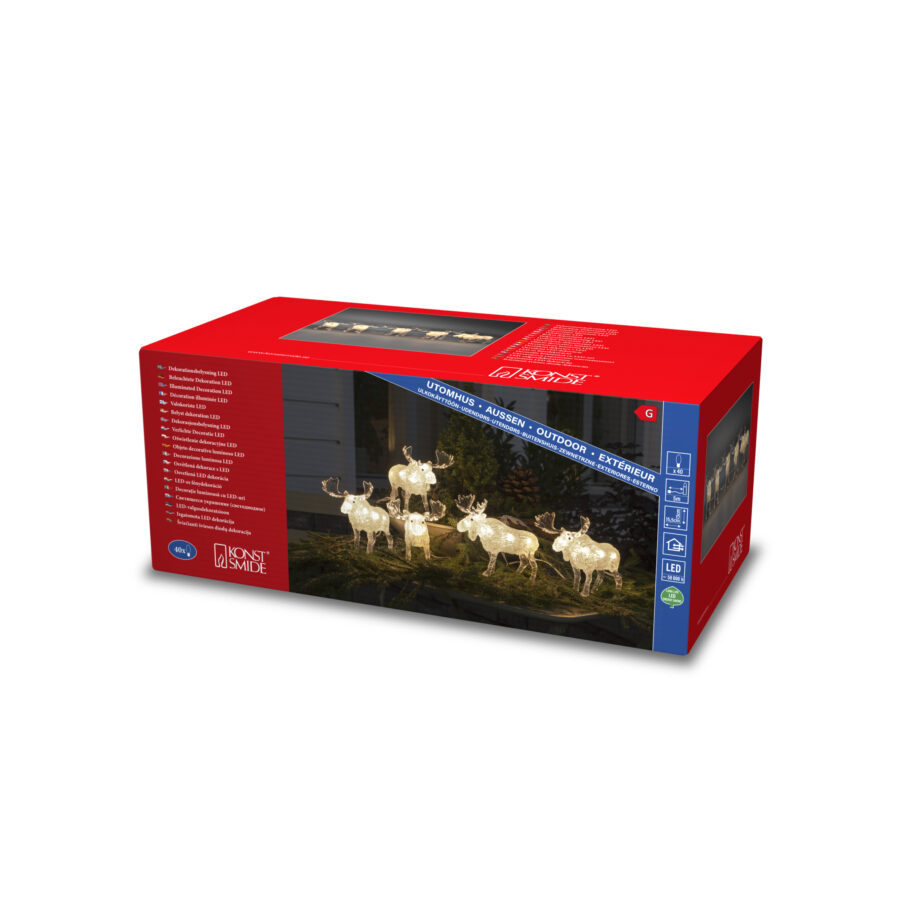 LED Acrylic Moose Set of 5 Warm White - Image 3