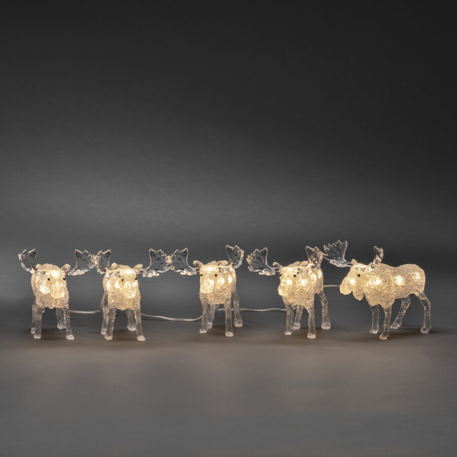 LED Acrylic Moose Set of 5 Warm White