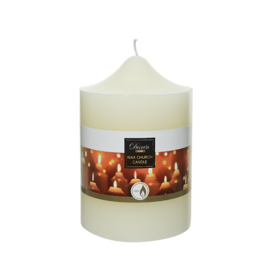 Cream Church Wax Candle 15x10cm