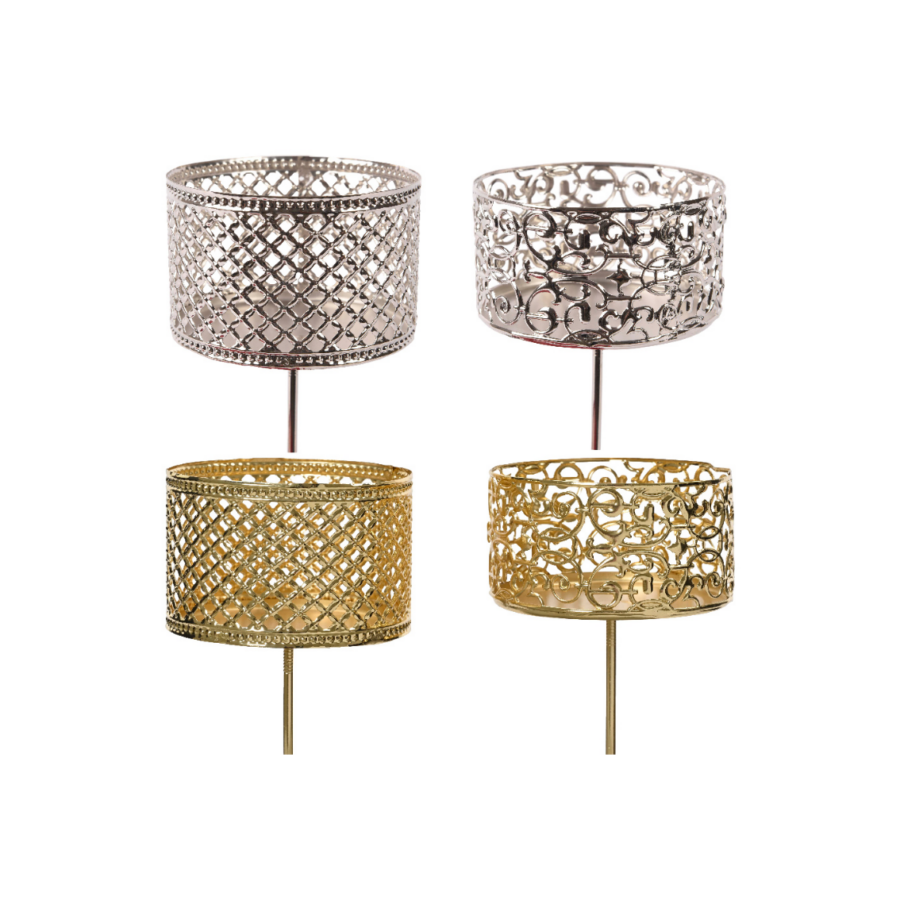 Silver or Gold Candle Holder with Pin