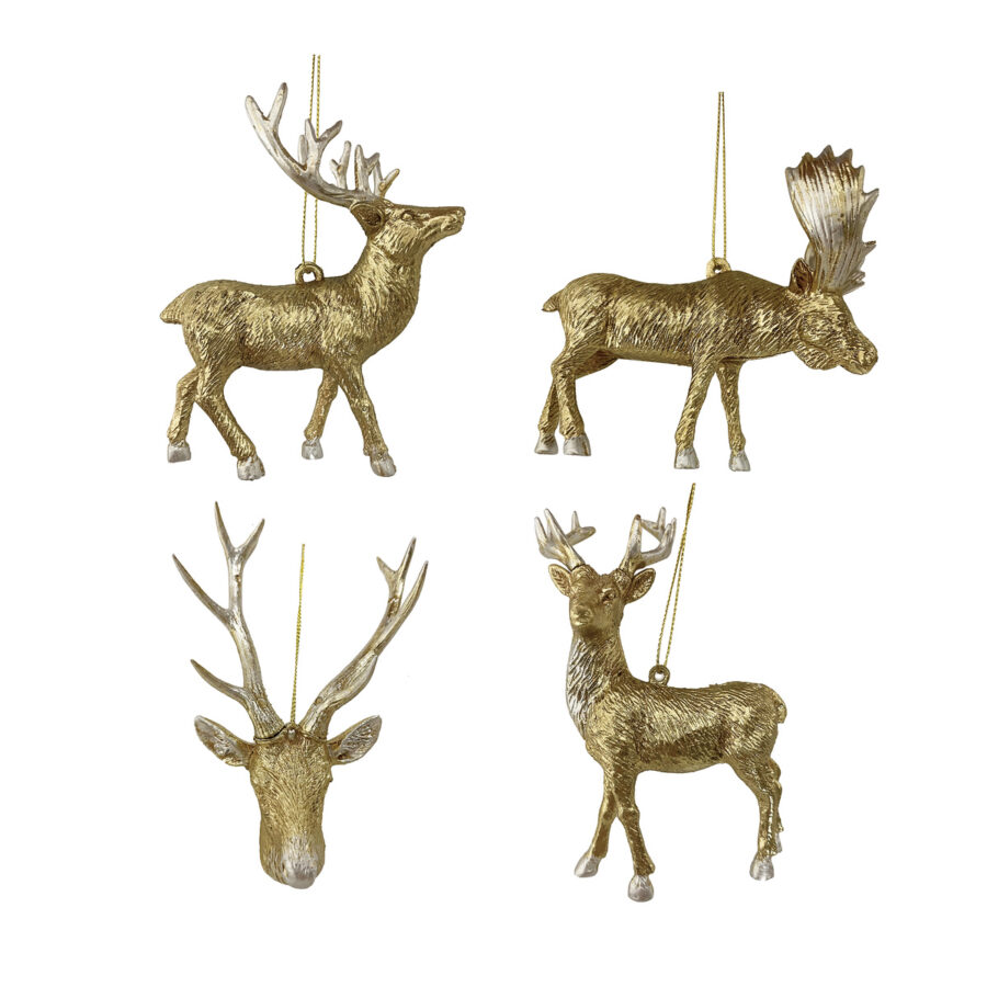 Gold Deer and Moose Christmas Ornament 14cm