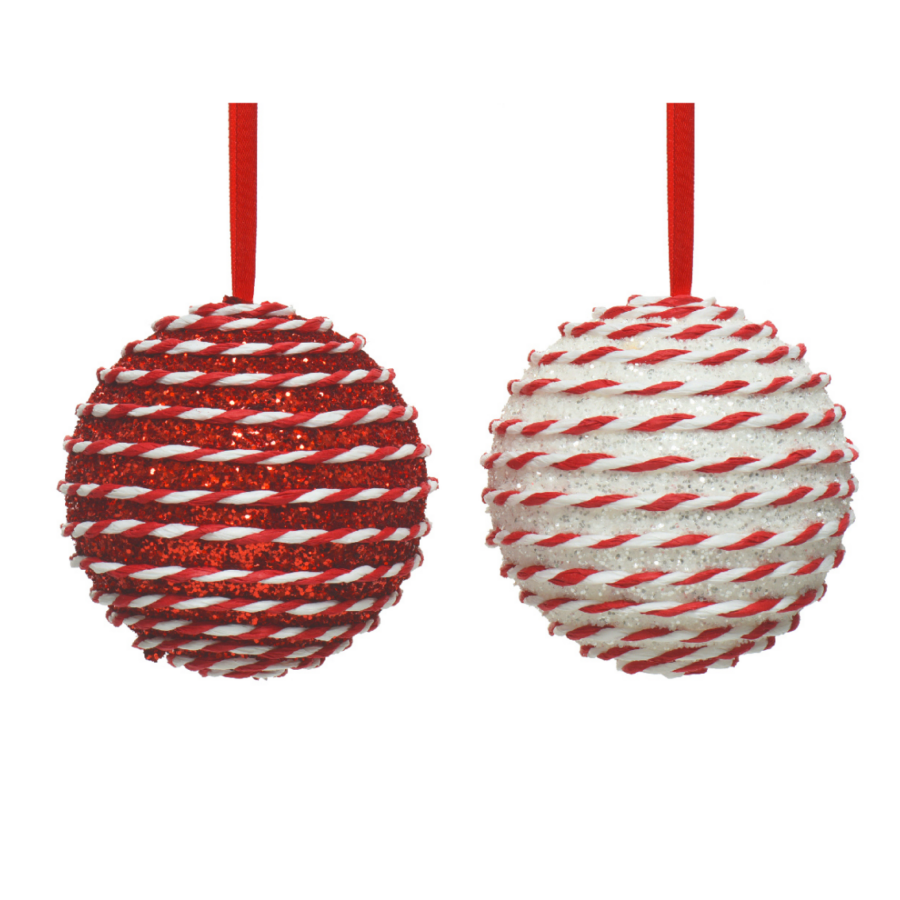 Foam Bauble with Candy Stripe Twists 10cm