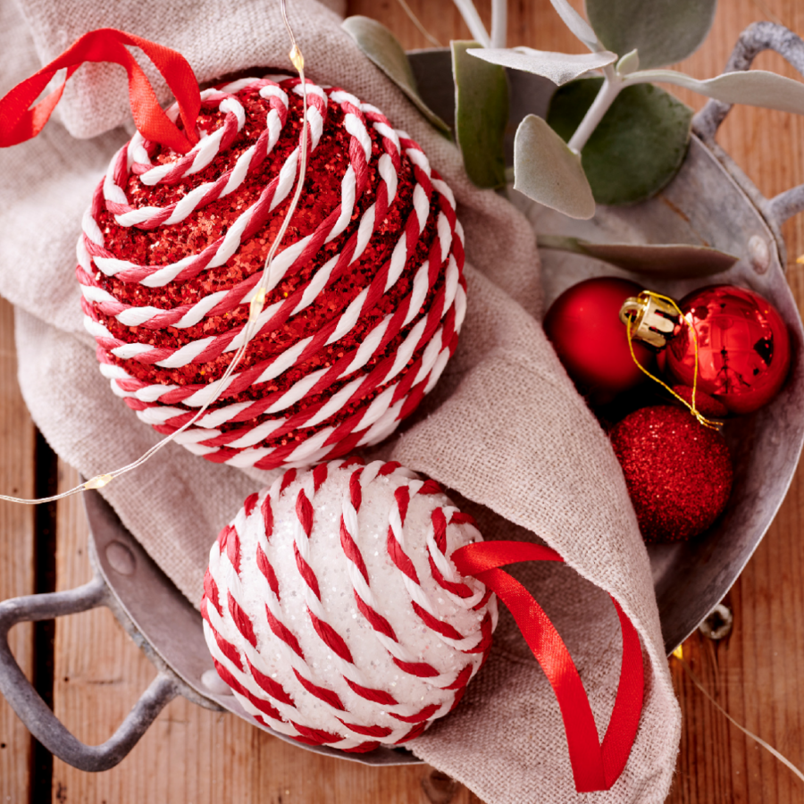 Foam Bauble with Candy Stripe Twists 10cm - Image 2