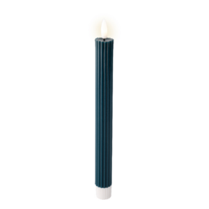 Dark Teal LED Ribbed Wax Dinner Candles (Pack of 2)