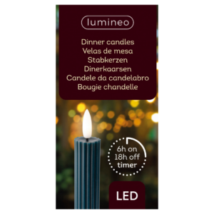 Dark Teal LED Ribbed Wax Dinner Candles (Pack of 2) - Image 2