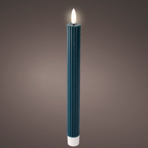 Dark Teal LED Ribbed Wax Dinner Candles (Pack of 2) - Image 3