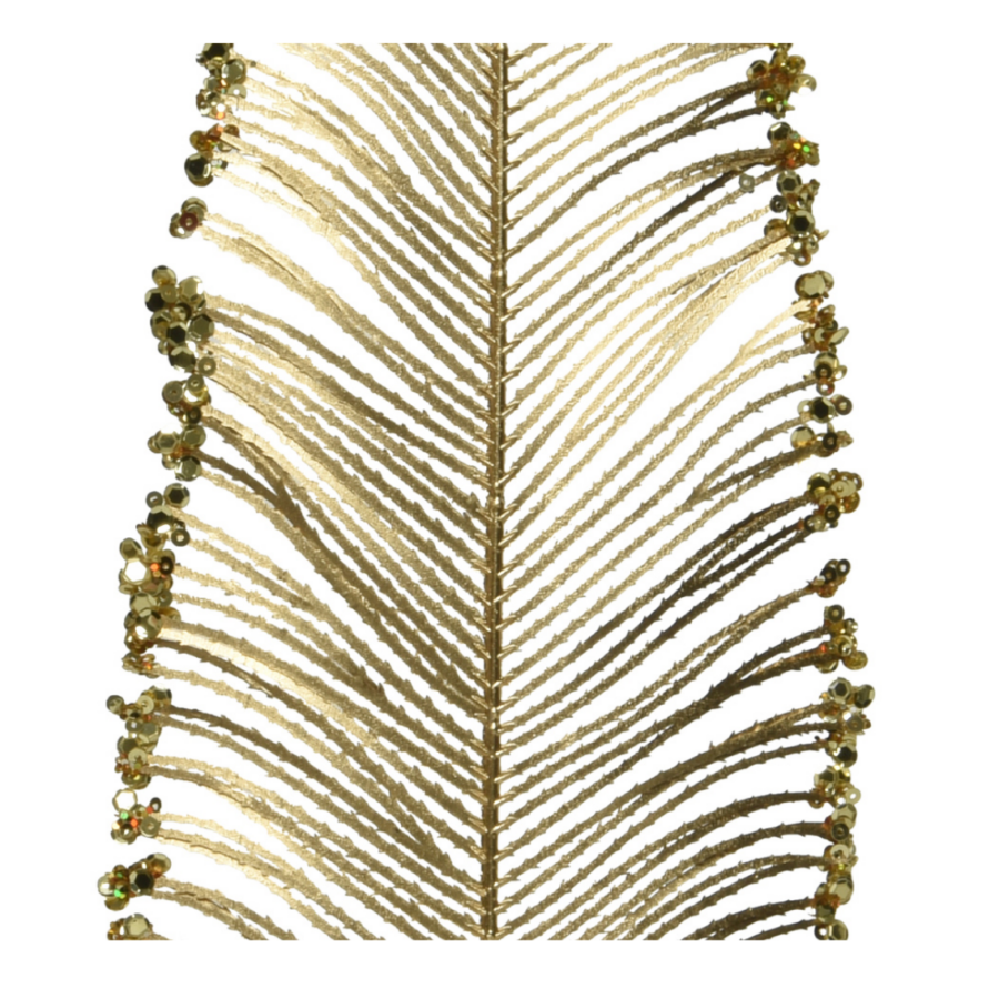 Gold Fern Spray On Stem with Glitter 79cm - Image 2