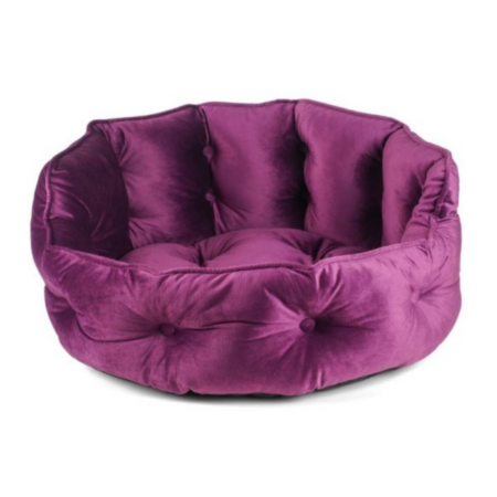 Medium Mulberry Button-Tufted Round Dog Bed 60x60cm
