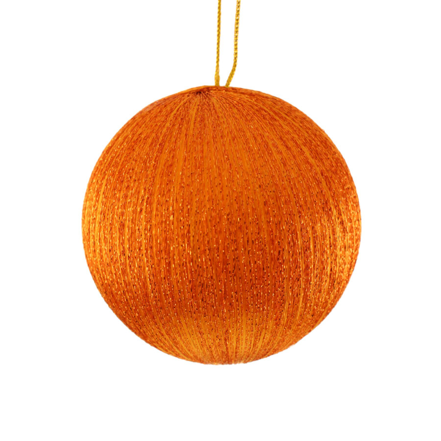 Orange Spun Metallic Bauble 8cm