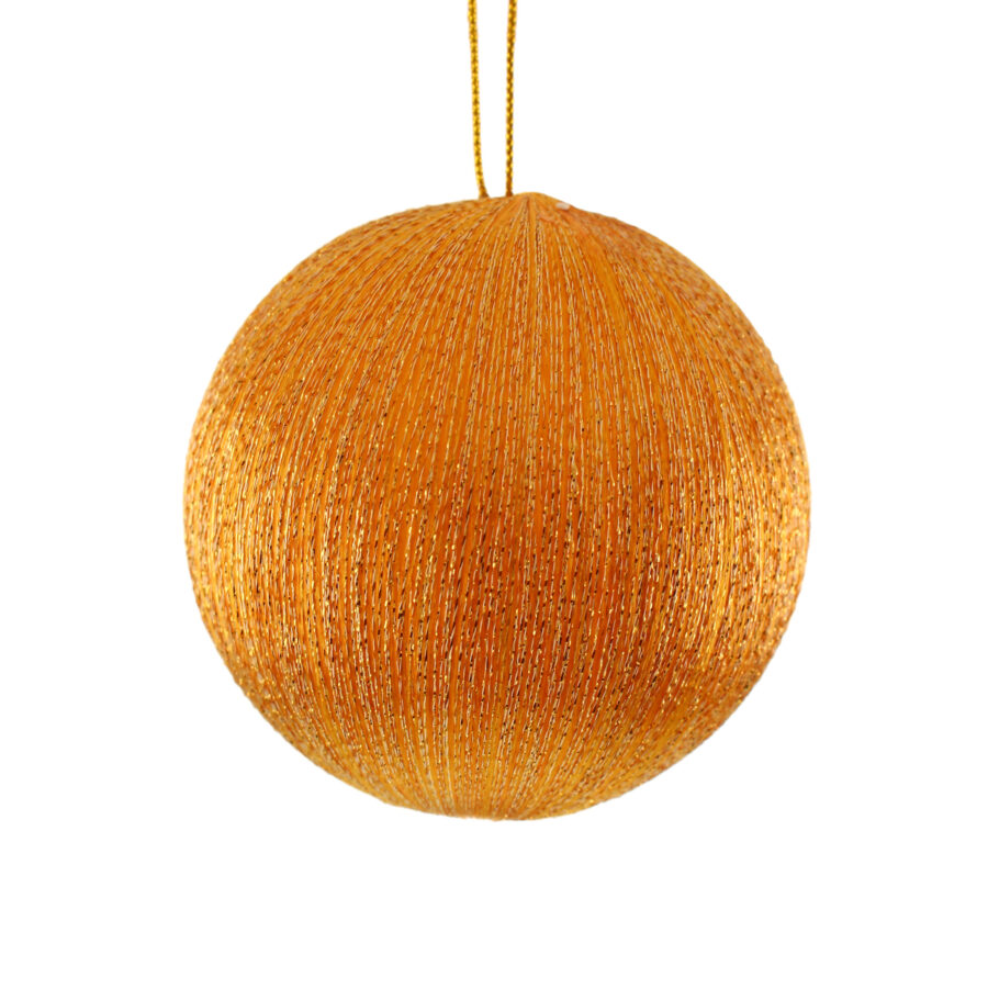 Yellow Spun Metallic Bauble 8cm