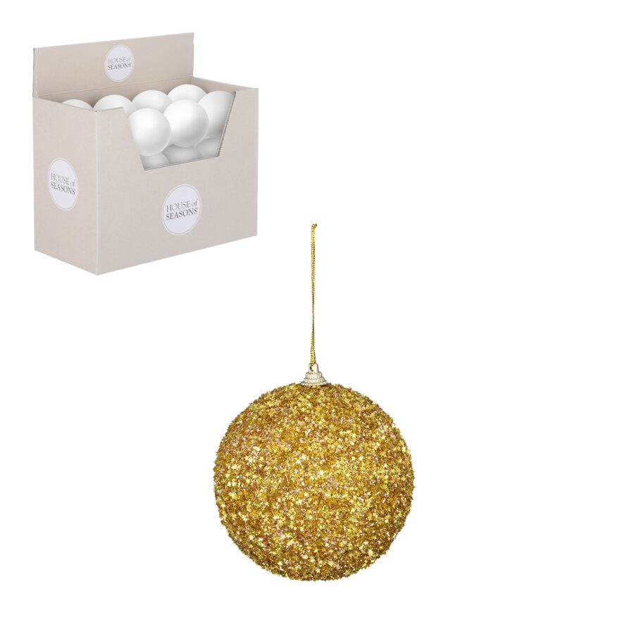 Gold Glitter Shatterproof Bauble 10cm
