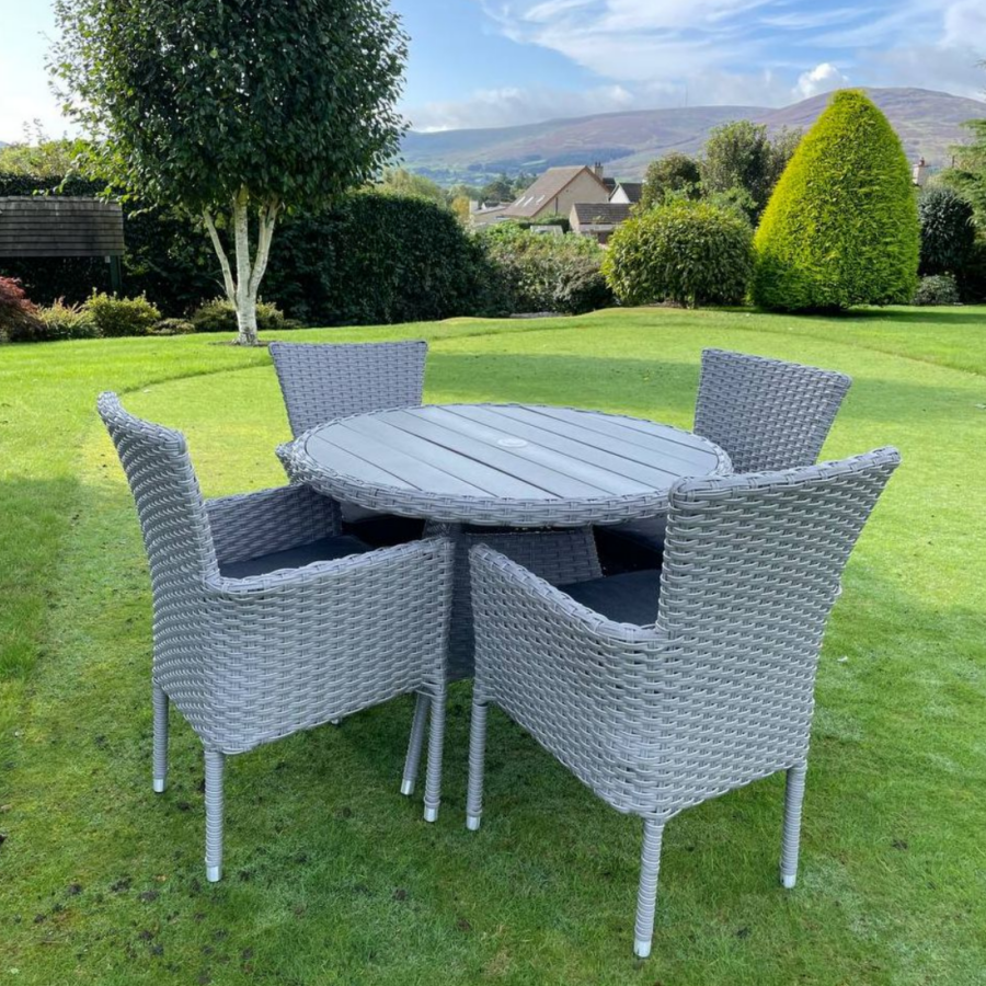 St Tropez 4 Seater Round Outdoor Rattan Dining Set - Image 5