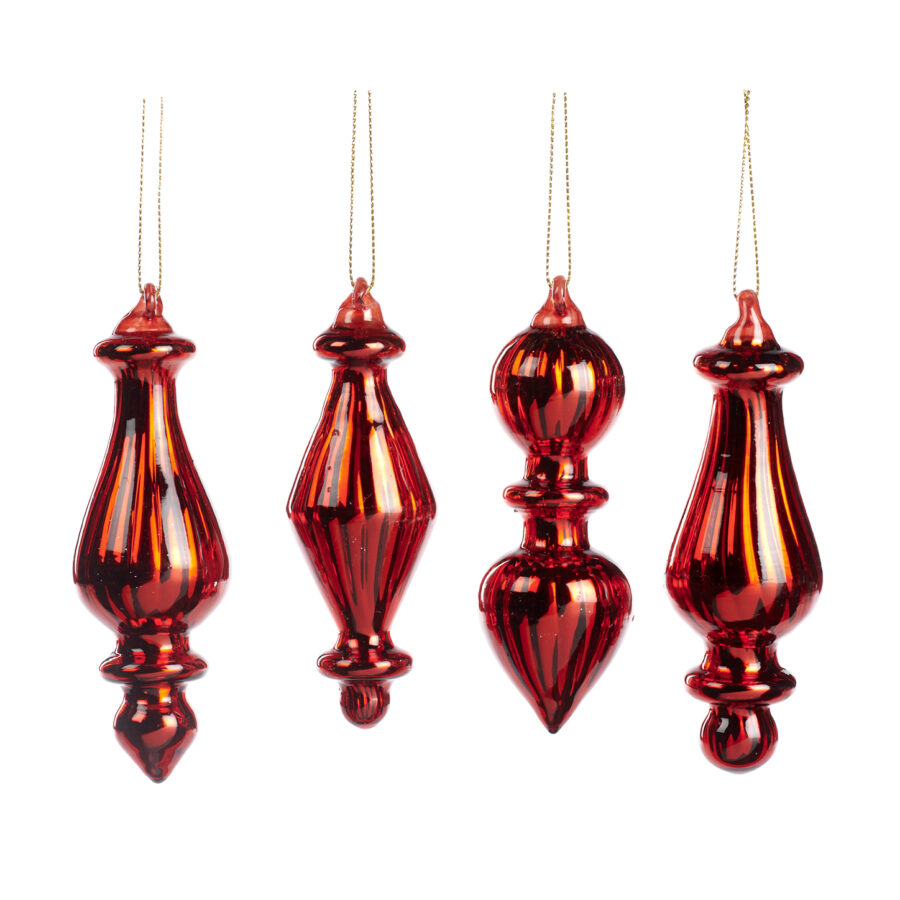 Wine Red Glass Finial Ornaments (4 different shapes)