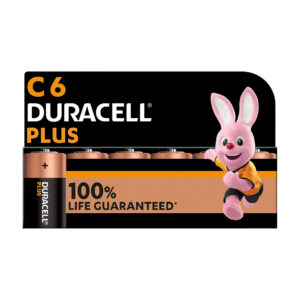 Duracell C Plus Power 100% Extra Life Alkaline Batteries (Pack of 6)