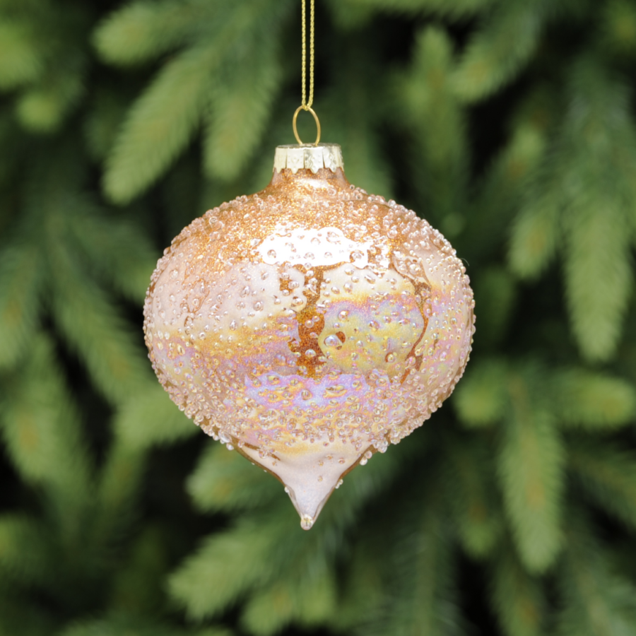 Gold Encrusted Onion Glass Festive Bauble 10cm