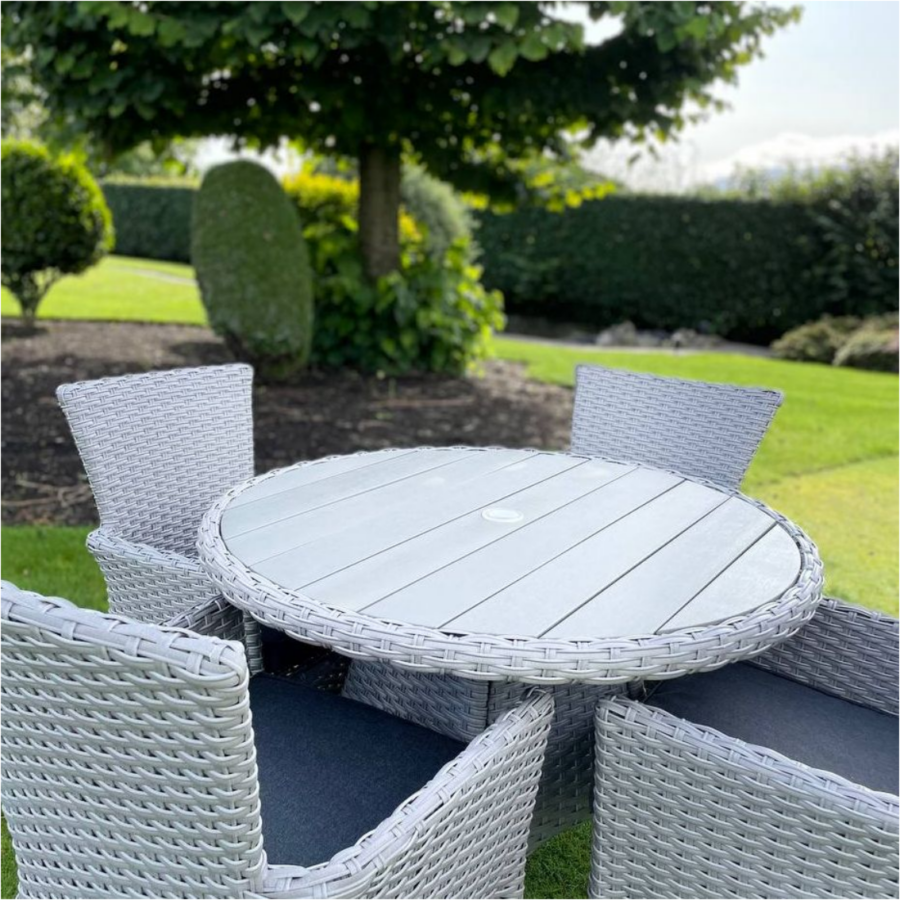 St Tropez 4 Seater Round Outdoor Rattan Dining Set - Image 6