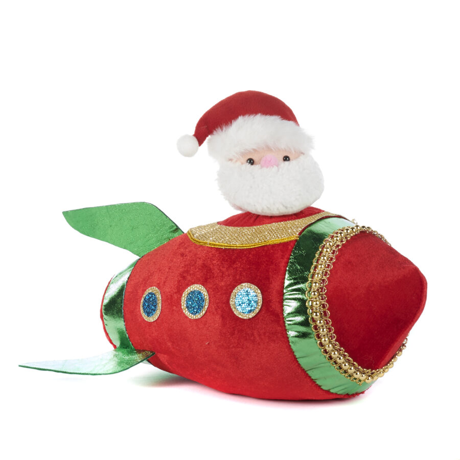 Plush Santa In Spaceship Soft Toy Christmas Decoration 33cm