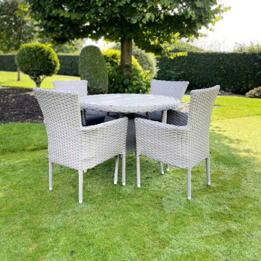 St Tropez 4 Seater Round Outdoor Rattan Dining Set - Image 3
