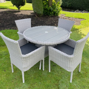 St Tropez 4 Seater Round Outdoor Rattan Dining Set - Image 4