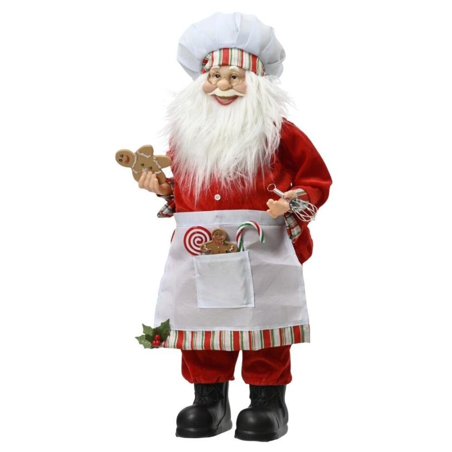 Candy Cane Standing Chef Santa 60cm