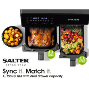 Salter Dual Sector Air Fryer with Double Drawer - 9L - Image 3