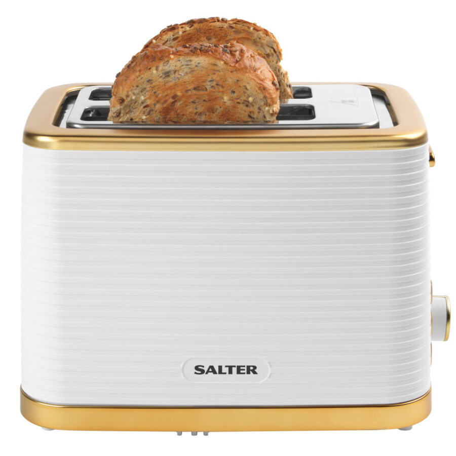 Palermo 2-Slice Textured Toaster, 930 W, White/Gold - Image 4