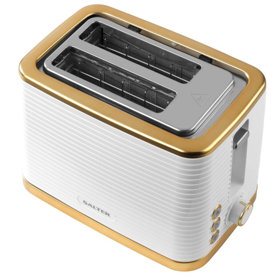 Palermo 2-Slice Textured Toaster, 930 W, White/Gold - Image 2