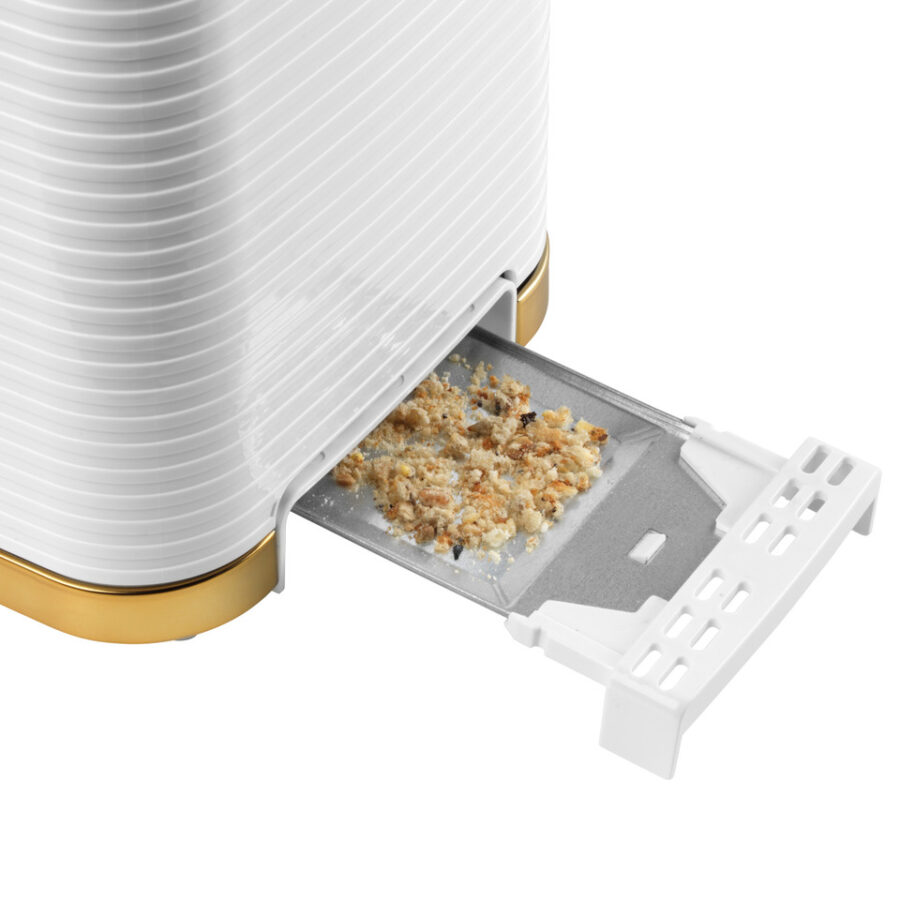 Palermo 2-Slice Textured Toaster, 930 W, White/Gold - Image 3