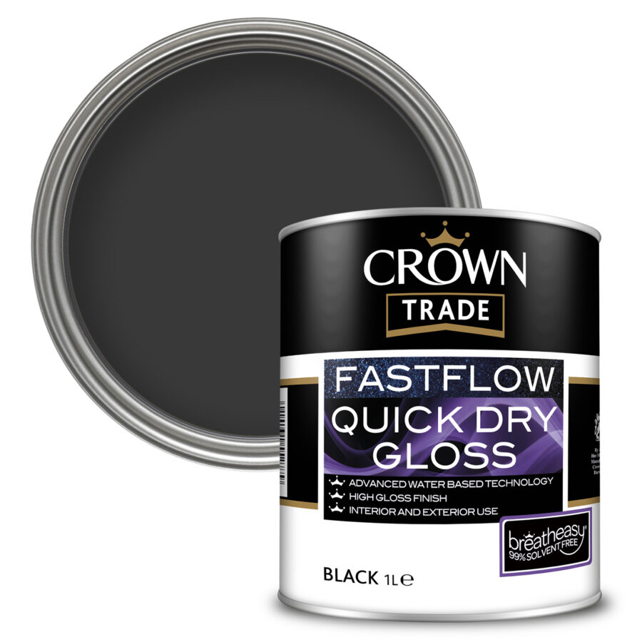 Crown Trade Fastflow Quick Dry Gloss 1L Black