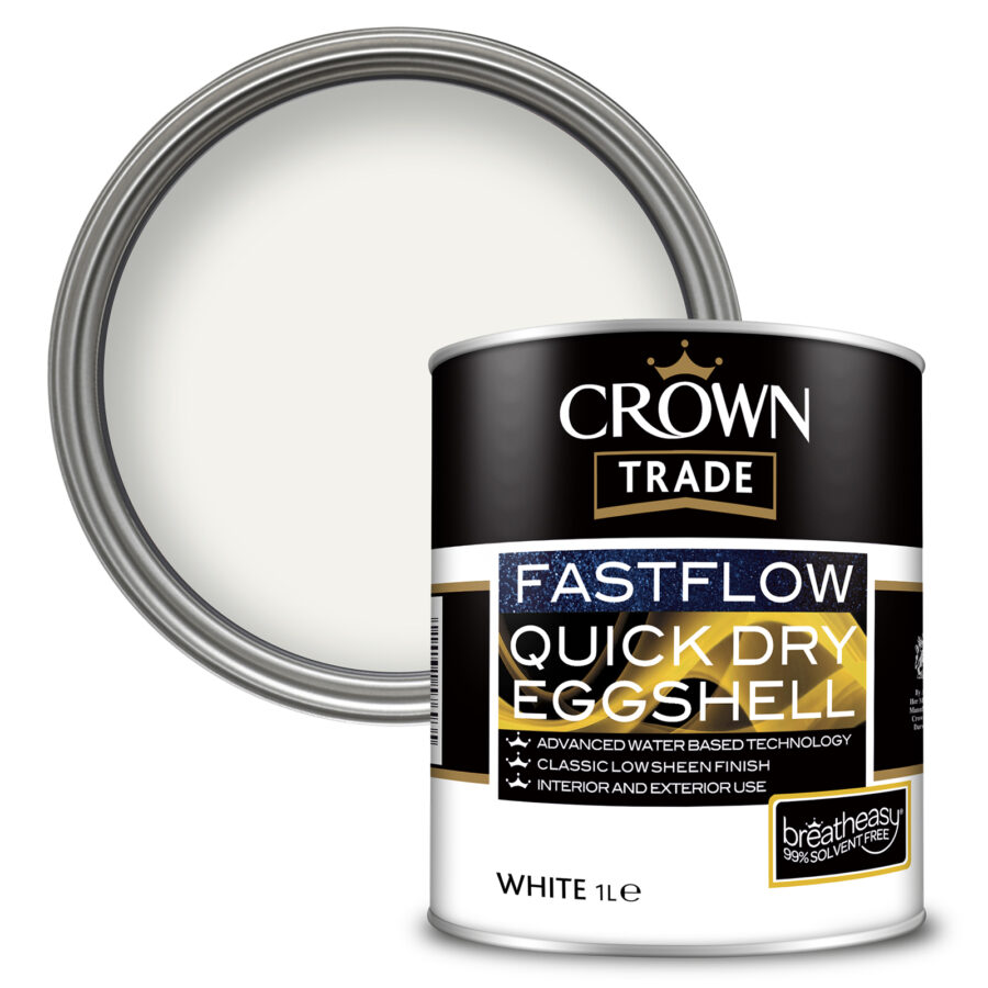 Crown Trade Fastflow Quickdry Eggshell 1L White