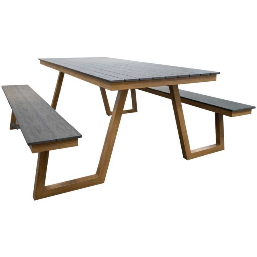 Heydon Aluminium Wood Look Picnic Bench