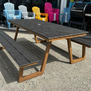 Heydon Aluminium Wood Look Picnic Bench - Image 3