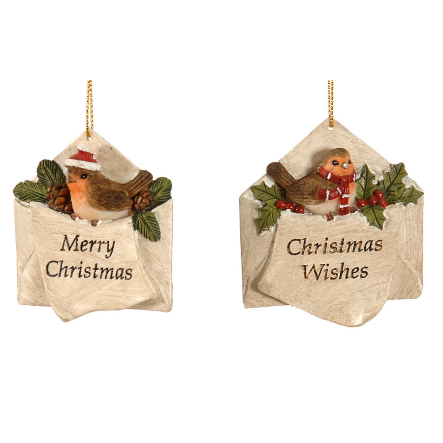 Envelope With Robin Hanging 2 Asst 6Cm