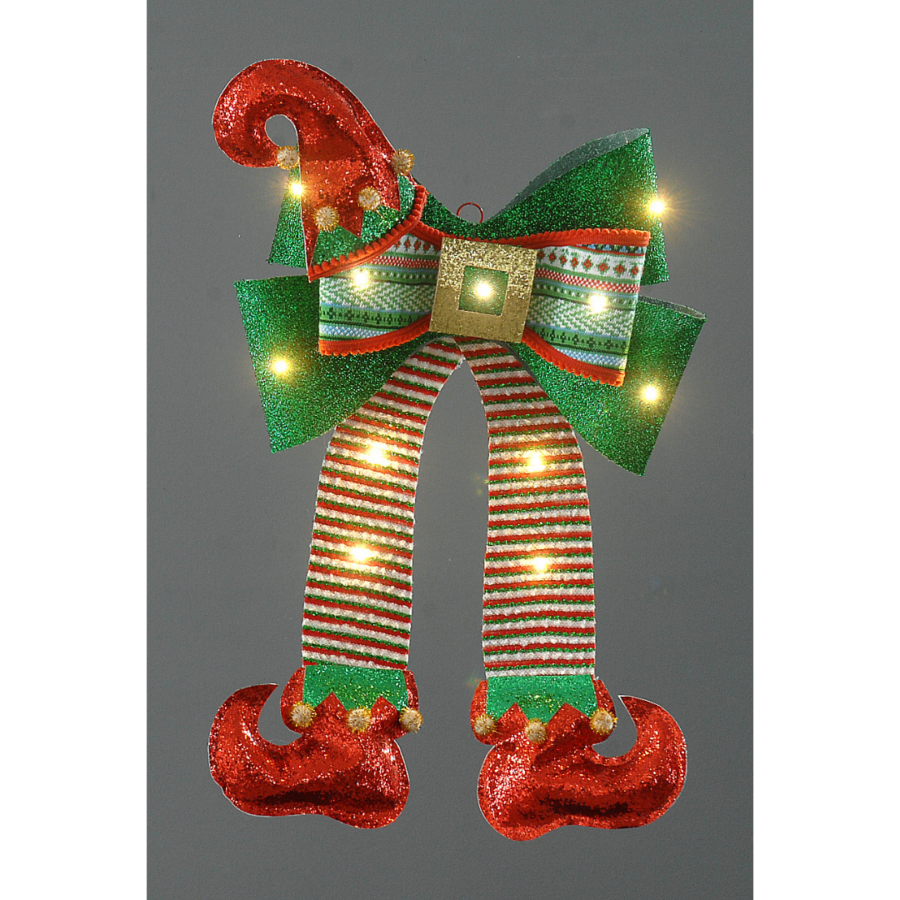 Hanging Elf Legs With Bow & Light 15Cm