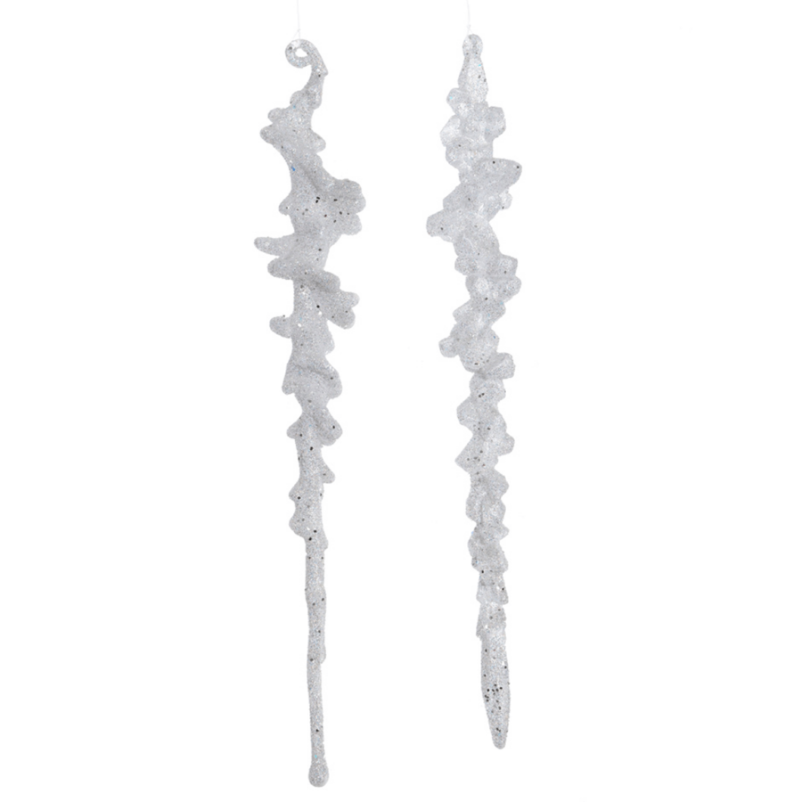 White Icicle with Hanger - with Glitter - 2 Designs